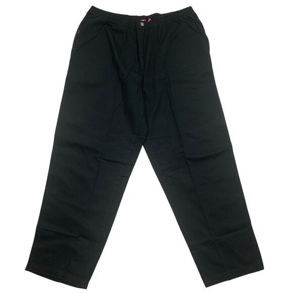 Woman Within Classic Fit Black Pants Size 28W Straight Leg Elastic Waist - Picture 1 of 4